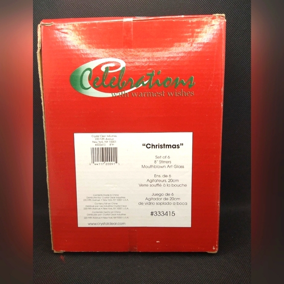 Blown Glass Drink Stirrers - Christmas Theme - By Celebrations. NIB - Picture 2 of 4